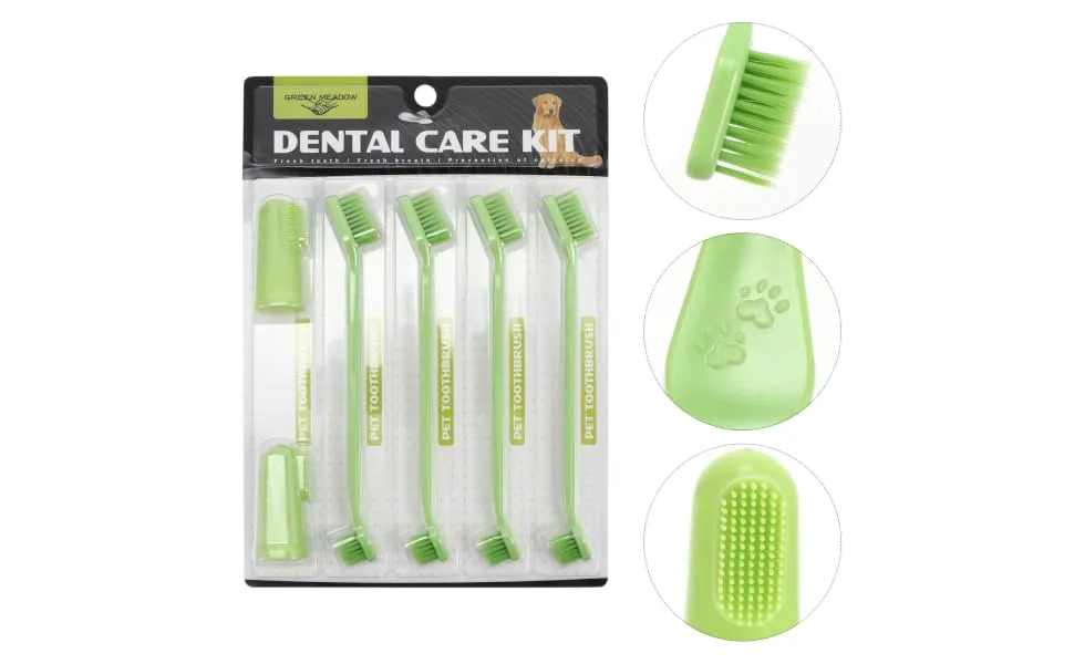 ORFOFE 1 Set Pet Toothbrush Kitten Toothbrushes Dog Toothbrush for Small Dogs Dog Toothpaste Pets Pp Green - product information 5