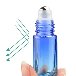 Gradient Color Roll On Bottles Thick Glass Empty Refillable Fragrance Perfume Essential Oil Glass Roller Bottles Metal Roller ball Bottle Container For Home Travel Use 5ml 6 Packs - product information 2