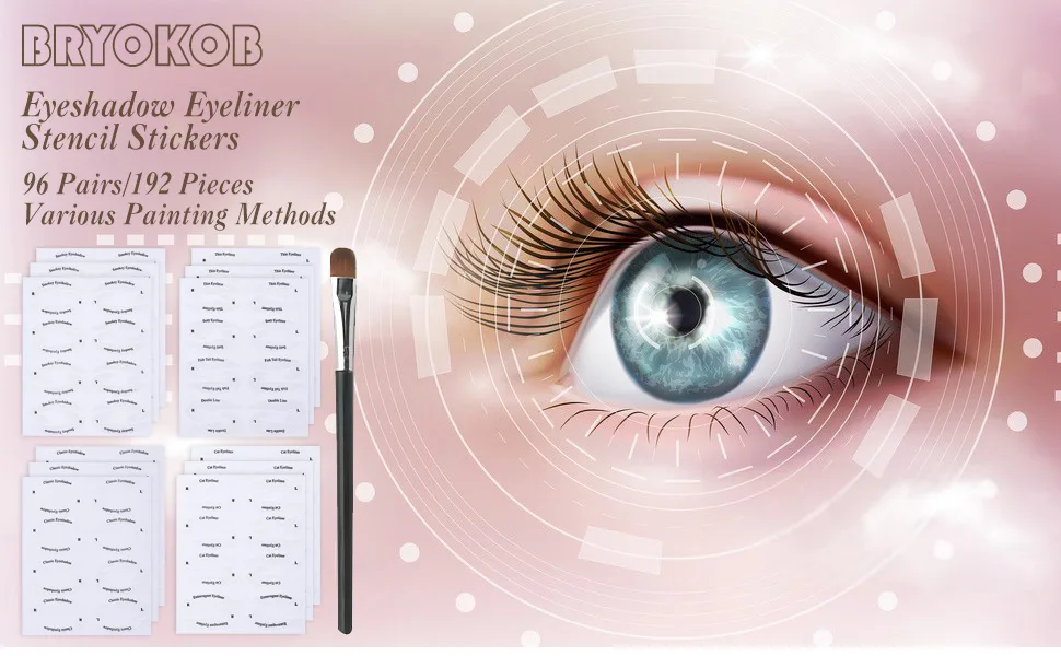 96 Pairs Eyeliner Stencil Eyeliner Tool Makeup Tools for Beginners for Smokey Eyes or Winged Eyeliner Comes with an Eyeshadow Brush - eyeliner tool