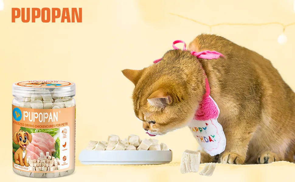 Freeze-Dried Chicken Cat Treats Chicken Cube Snacks for Pets Single Ingredient Chicken Dog Treat Bite-Sized Pieces - product information 1