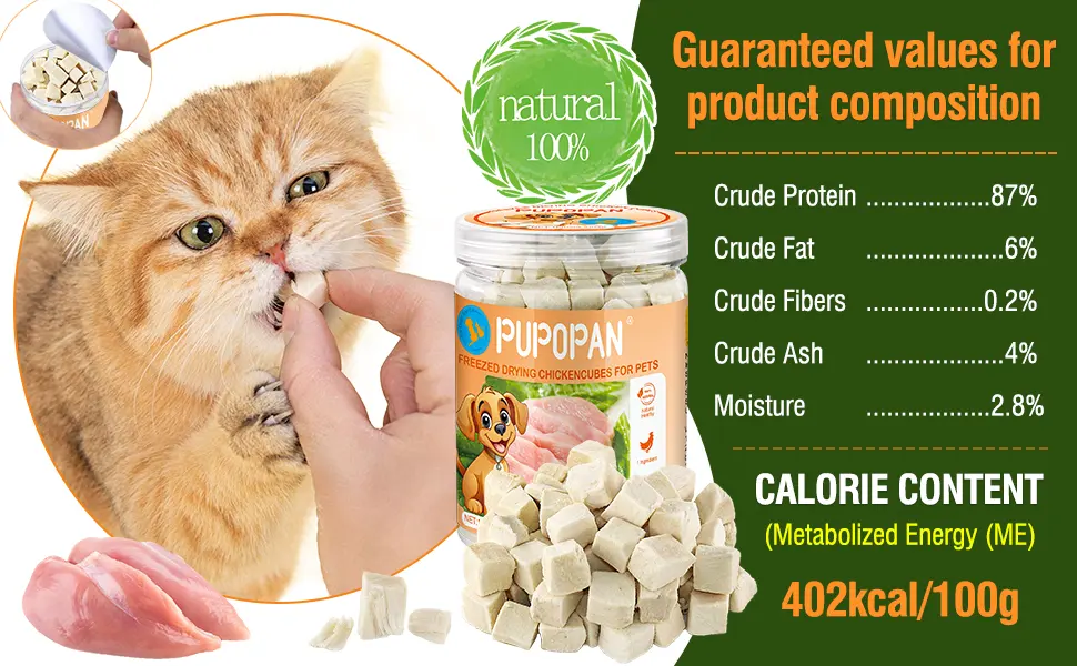 Freeze-Dried Chicken Cat Treats Chicken Cube Snacks for Pets Single Ingredient Chicken Dog Treat Bite-Sized Pieces - product information 2