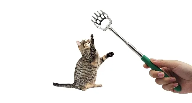 (4-Pack) Telescoping Back Scratcher , LEMENG Portable Extendable Telescopic Bear Claws Metal Back Scratchers - Hand Massager Backslap with Rubber Handles - back