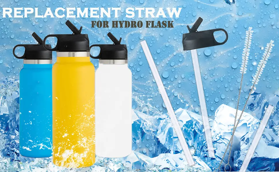 6-PackGreant Replacement Straws Compatible with Hydro Flask Wide Mouth Bottle Straw Lid with Straw Brush, BPA Free (Fit Hydroflask Bottles) - Replacement Straws