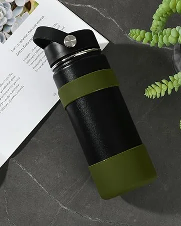 6-PackGreant Replacement Straws Compatible with Hydro Flask Wide Mouth Bottle Straw Lid with Straw Brush, BPA Free (Fit Hydroflask Bottles) - Silicone Protective Bottle Boots