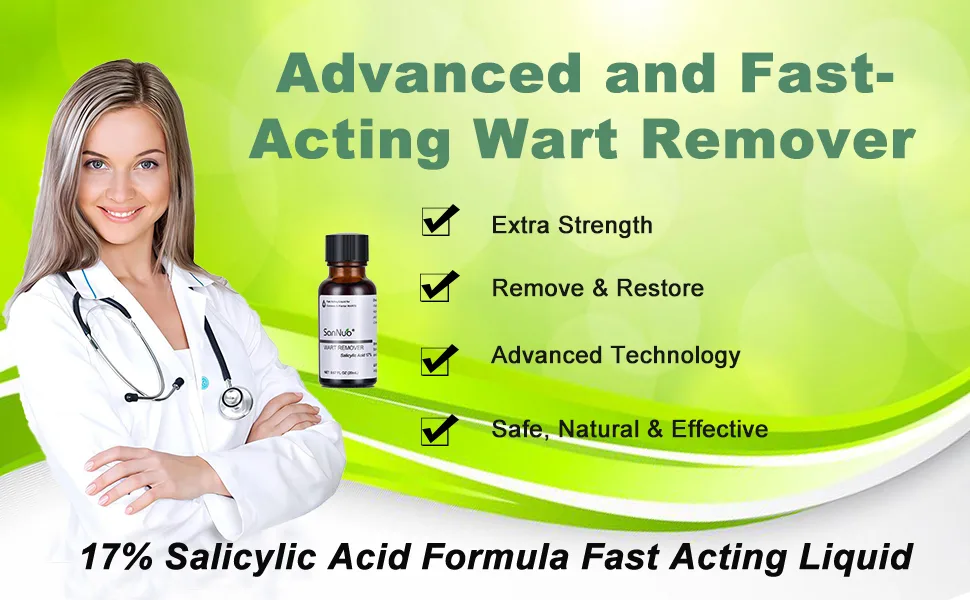 SANNUO Liquid Wart Remover for Common and Plantar Warts Fast Acting Gel Wart Remover Suitable for All Skin Types 0.67 FL OZ - product information 2