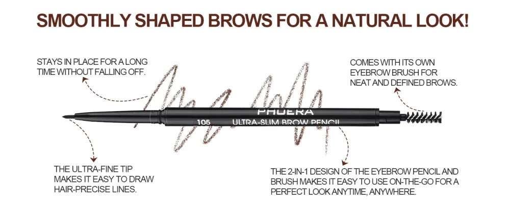 Eyebrow pencil Ultrafine Tip Eyebrow Pencil Waterproof and long-lasting eyebrow pen dual-sided shapes defines With eyebrow brush (2PC101) - eyebrow pencil microblading