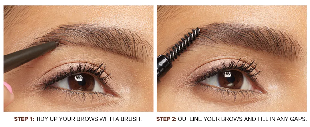 Eyebrow pencil Ultrafine Tip Eyebrow Pencil Waterproof and long-lasting eyebrow pen dual-sided shapes defines With eyebrow brush (2PC101) - eyebrow pencil waterproof