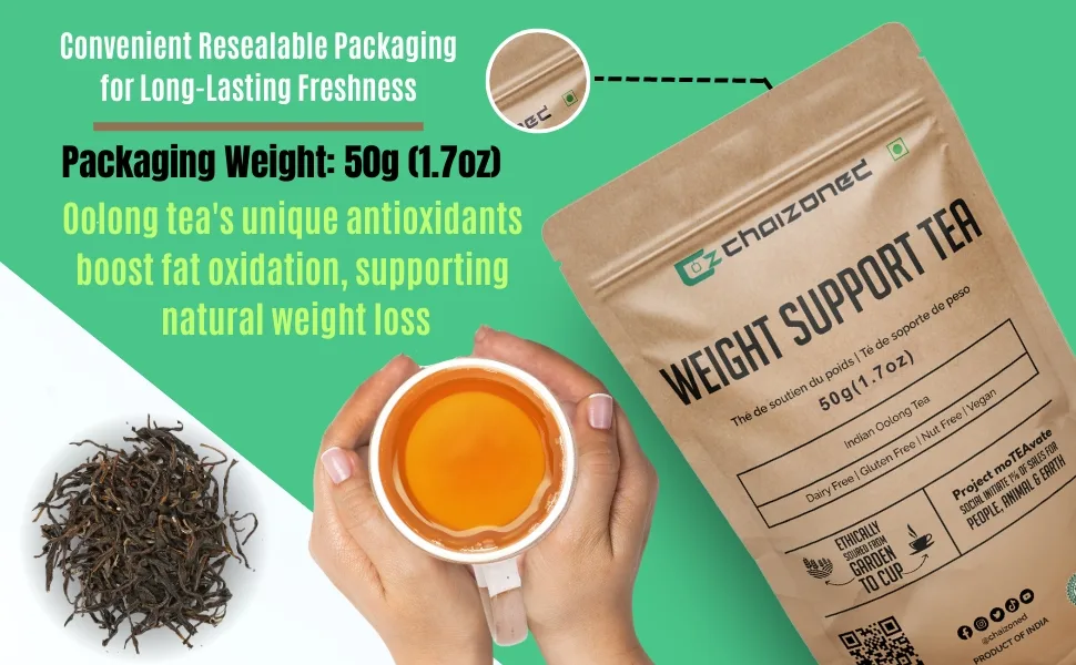 CHAIZONED Oolong Tea Loose Leaf for Weight Loss - 50g (1.7oz) Oolong Weight Support Tea - Oolong Packaging