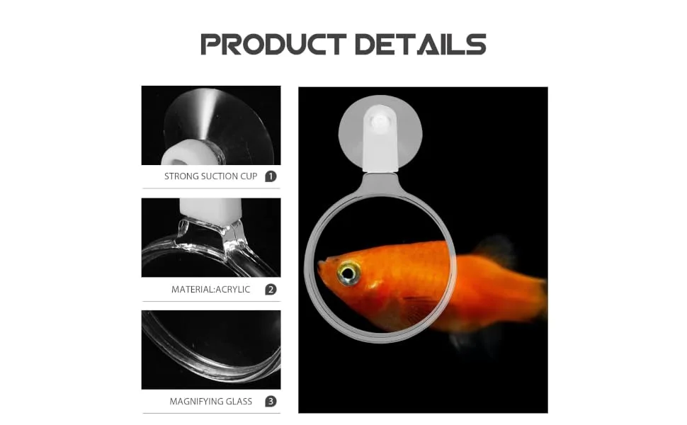 POPETPOP Aquarium Magnifier Acrylic Fish Tank Viewer Fish Tank Magnifying Glass Small Animal Magnifier with Suction 3.5cm - product information 4