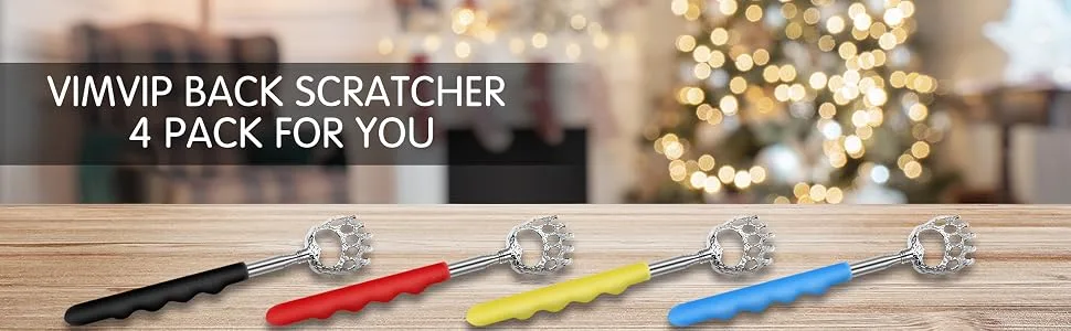 Back Scratchers, VIMVIP Bear Claw Telescoping Back Scratcher Metal Extendable Back Scratcher with Softer Handle for Adults Women Men (4 Pack) - product information 1
