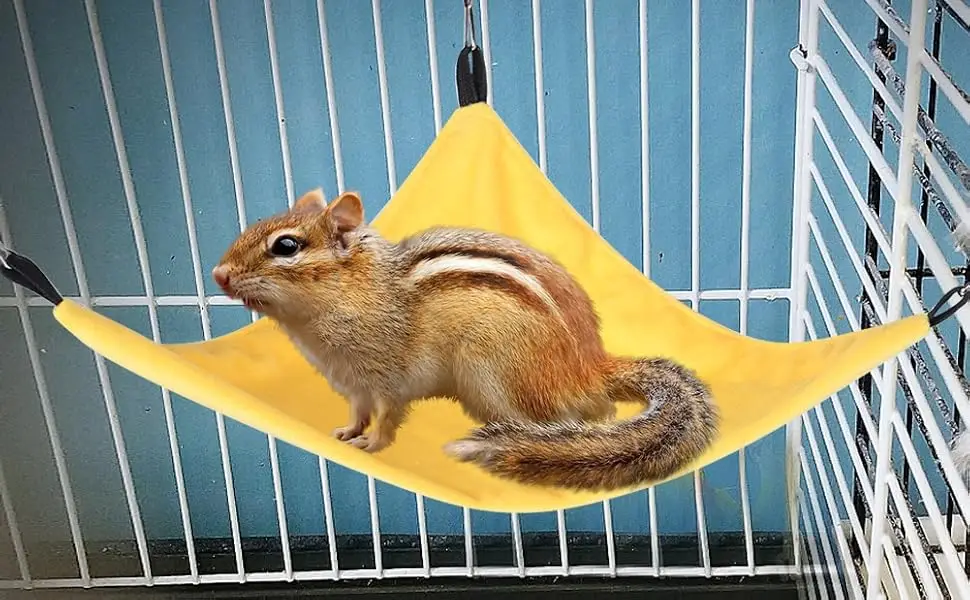 Small Pet Hammock Triangle Pet Cage Hammock Hanging Bed Cage Accessories for Hamster Squirrel Sugar Glider Guinea Pig Mice Rats Birds(Yellow) - Pet Hammock
