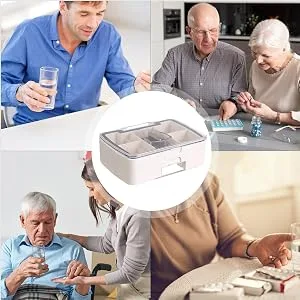Pill Cutter | Multifunctional Tablet Splitter Grinder Medicine Case | Small Pill Box Pill Splitter for Small Or Large Pills Cuts Tablets Portable Pill Crusher for Purse Pocket Red - Great Sealing