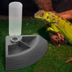 BELLIFFY Turtle Drinker Auto Feeder Reptile Food Bowl Automatic Reptile Feeder Automatic Waterer Pet Plastic 17.00X17.00X3.50CM Grey - product information 2