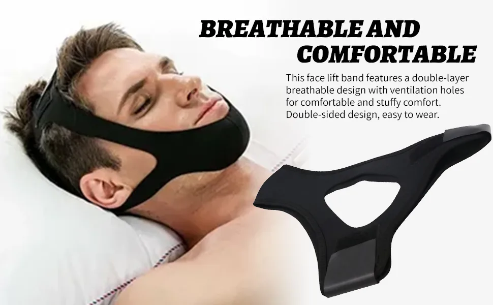 Airflow Jaw Strap Air Flow Jaw Strap Snoring Chin Strap Breathable Unisex Jaw Support Facial Lifting Strap (Black 1PCS) - B0D73HPH27-B