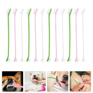 Didiseaon 12pcs Double Head Dog Toothbrush Tooth Paste Dog Toothbrush and Toothpaste Dogs Toothbrush Set Clean - product information 4