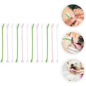 Didiseaon 12pcs Double Head Dog Toothbrush Tooth Paste Dog Toothbrush and Toothpaste Dogs Toothbrush Set Clean - product information 5