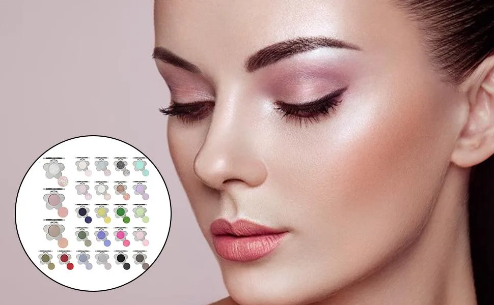Eye Shadow | Travel Eyeshadow Palette Eyeshadow Makeup Highlighter Matte Flower Shape Eye Shadow Long Lasting Wear Glitter Primer Palette 202 - Matte Eyeshadow Singles - Highly Pigmented Eye Makeup,Flower Shape Eyeshadow Bar Single Matte &