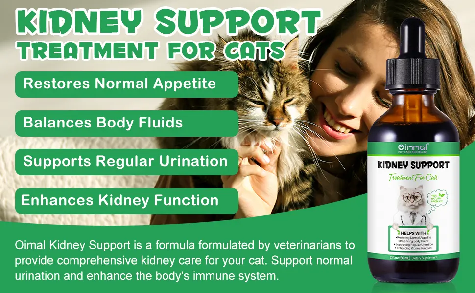 Kidney Support for Cats - Natural Supplement for Enhancing Kidney Function & Balancing Fluids - Restores Appetite & Promotes Regular Urination - 2.02fl oz - Kidney Support for Cats