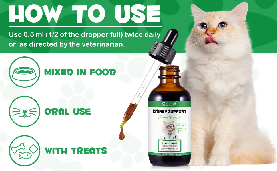 Kidney Support for Cats - Natural Supplement for Enhancing Kidney Function & Balancing Fluids - Restores Appetite & Promotes Regular Urination - 2.02fl oz - Kidney Support for Cats