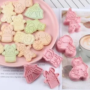 FUNOMOCYA Rabbit 1 Plastic Mold Biscuits Cartoon Cookie Pressing Molds Tools Biscuit/DIY Baking Embossed Elephant 7.6x5cm Pink - product information 1