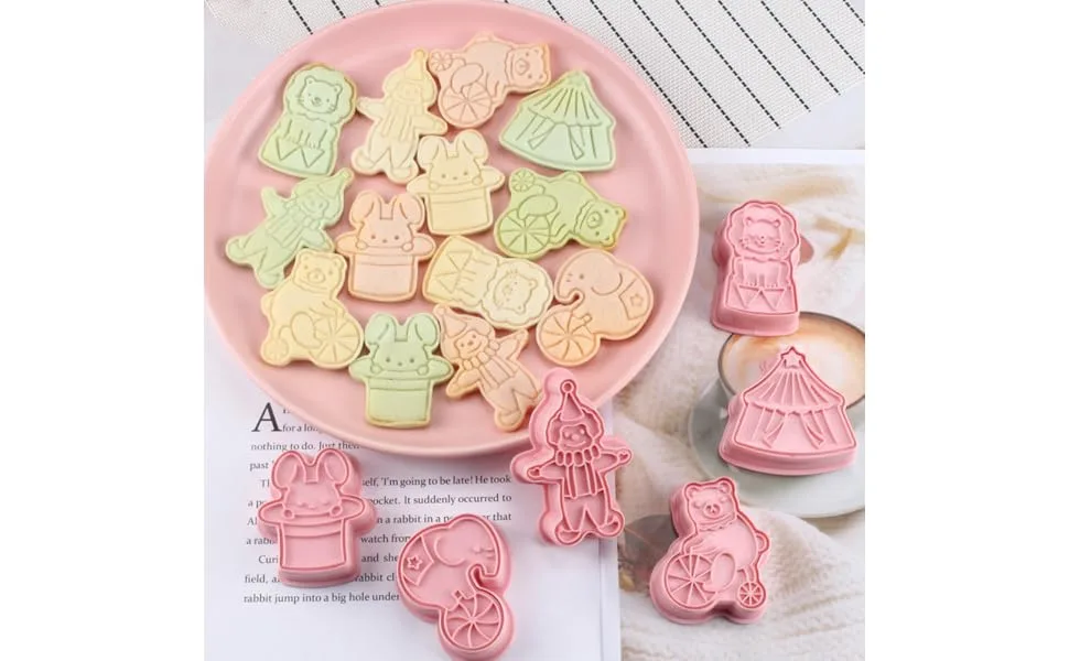 FUNOMOCYA Rabbit 1 Plastic Mold Biscuits Cartoon Cookie Pressing Molds Tools Biscuit/DIY Baking Embossed Elephant 7.6x5cm Pink - product information 2