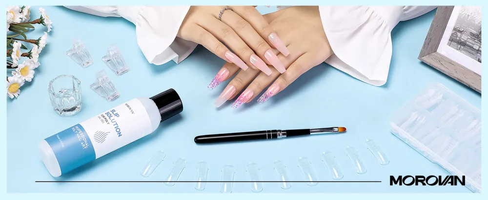 Morovan Slip Solution Poly Gel 2.5oz Nail Extension Gel Slip Solution Anti-stick Gel Solution Liquid With Brush Nail Tips Clips Crystal Cup for Poly Nail Gel Nail Art Kit Easy DIY - product information 6