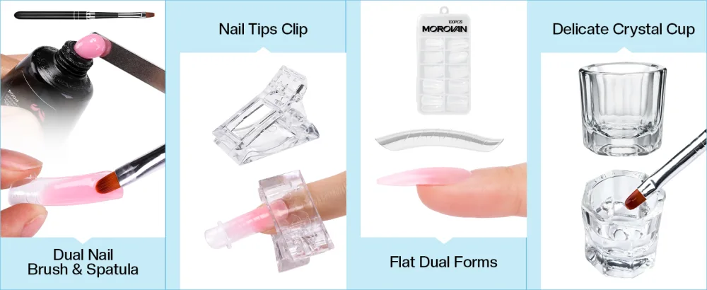 Morovan Slip Solution Poly Gel 2.5oz Nail Extension Gel Slip Solution Anti-stick Gel Solution Liquid With Brush Nail Tips Clips Crystal Cup for Poly Nail Gel Nail Art Kit Easy DIY - product information 7