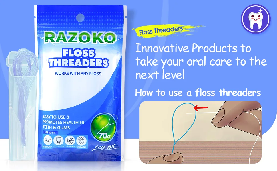 Floss Threaders | for Braces, Bridges, and Implants |210PCS (Pack of 3) 70 Count (Pack of 3) - Floss Threaders
