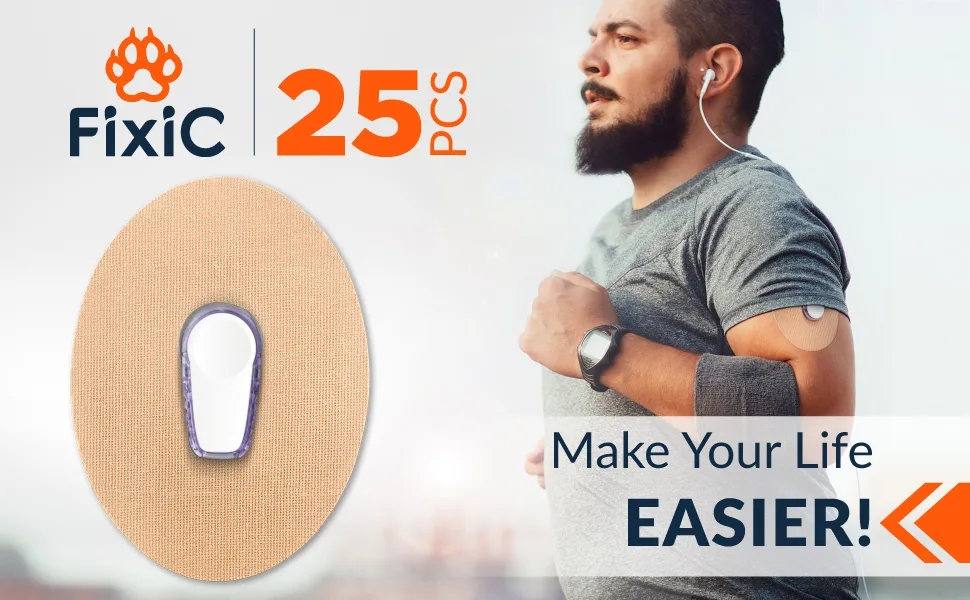 FixiC  Adhesive Patches for G6  25 Pack Premium Waterproof Adhesive Patches  Pre-Cut Back Paper  Adhesive Patch for G6  Long Fixation! (Tan) - dexcom g6 adhesive patch