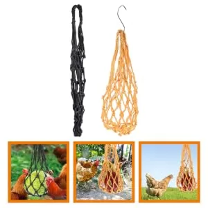 Parliky 2pcs String Hooks Chicken Poultry Feeder Net Hanging Feeder for Hens Tool Belt Hook up Fruit - product information 1
