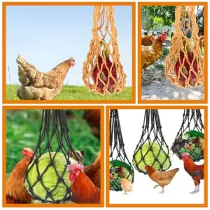 Parliky 2pcs String Hooks Chicken Poultry Feeder Net Hanging Feeder for Hens Tool Belt Hook up Fruit - product information 3