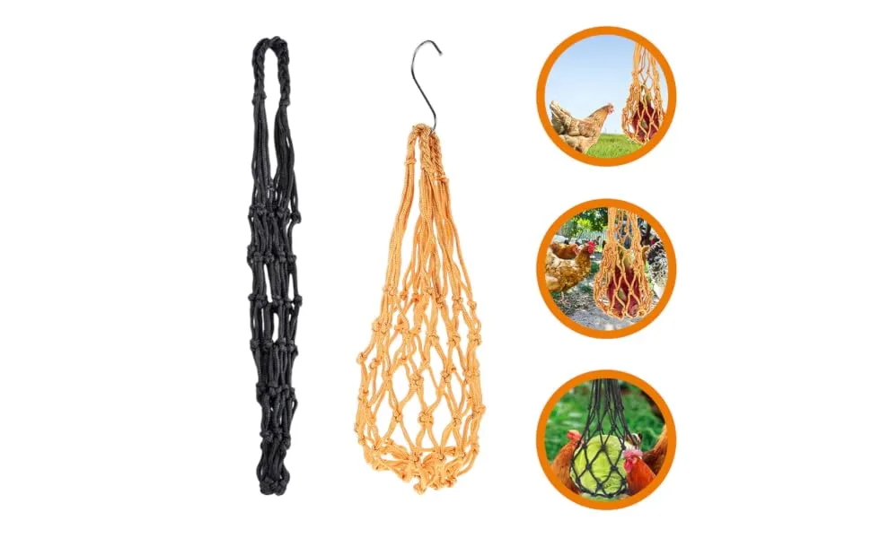 Parliky 2pcs String Hooks Chicken Poultry Feeder Net Hanging Feeder for Hens Tool Belt Hook up Fruit - product information 5