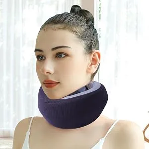 Soft Cervical Collar Neck Brace & Elastic Supports | Soft Foam Wraps Keep Vertebrae Stable Soft Neck Support Relieves Pressure in Spine Neck Support Brace for Travel Navy Blue - Effective Aid