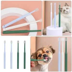 SEWOART 4pcs Toothbrush Plaque off Cats Cat Toothpaste and Brush Kit Kitten Supplies Pet Accessory Plastic - product information 2