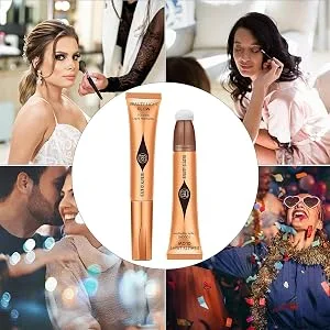 Liquid Highlighter | Long Lasting Face Contouring Stick with Cushion Applicator Lightweight Super Silky Face Brighten Moisturizer Makeup Smooth Shimmer Finish Frifer Blush 3# - With Air Cushion Applicator