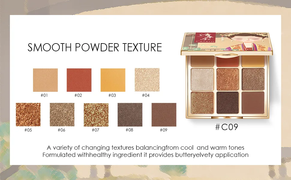 CATKIN 9 Colors Natural Eyeshadow Palette Glitter Matte Nude Eye Shadows Makeup High Pigmented Eyeshadow Kit 14.4 Grams (C09) - product information 3