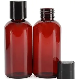 4oz Empty Amber Brown Plastic Squeeze Bottles with Disc Top Flip Cap (6 pack) BPA-Free Plastic Containers For Shampoo, Lotions, Liquid Body Soap, Creams (4 ounce, Amber Brown) - image