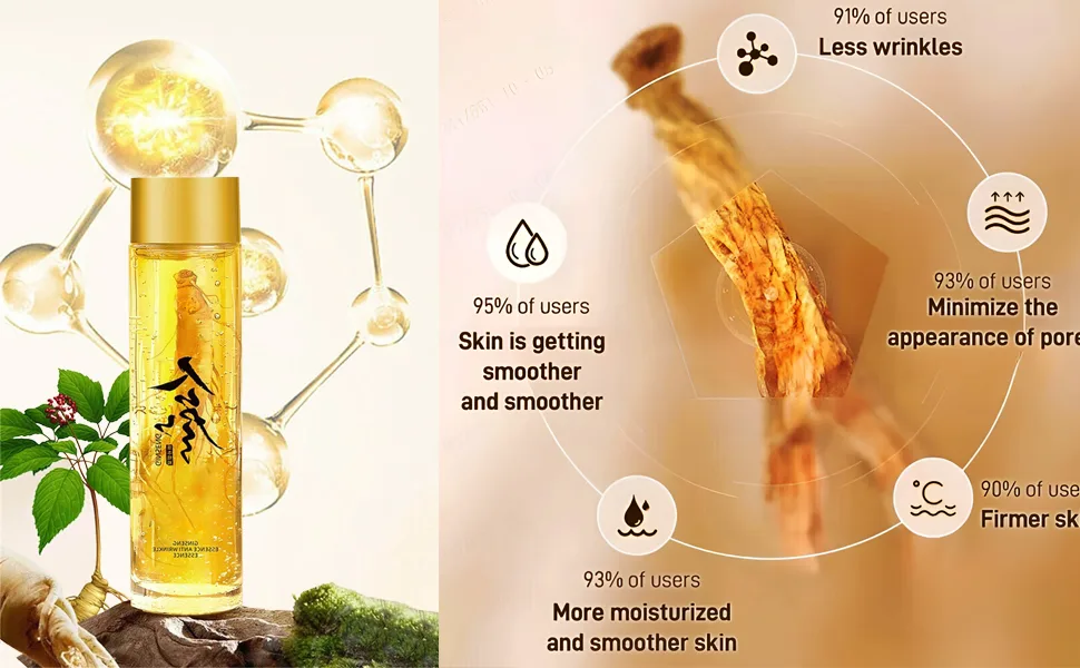Ginseng Extract Liquid Ginseng Essence Water Anti Aging Serum Ginseng Serum Firming Sagging Skin And Reducing Fine Lines Essence (2PCS) - ginseng anti wrinkle serum