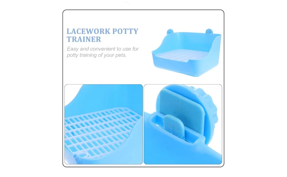 COLLBATH Lacework Potty Trainer Small Pet Pan Cage Bunny Bedding for Rabbits Guinea Pig Bedding Blue - product information 7