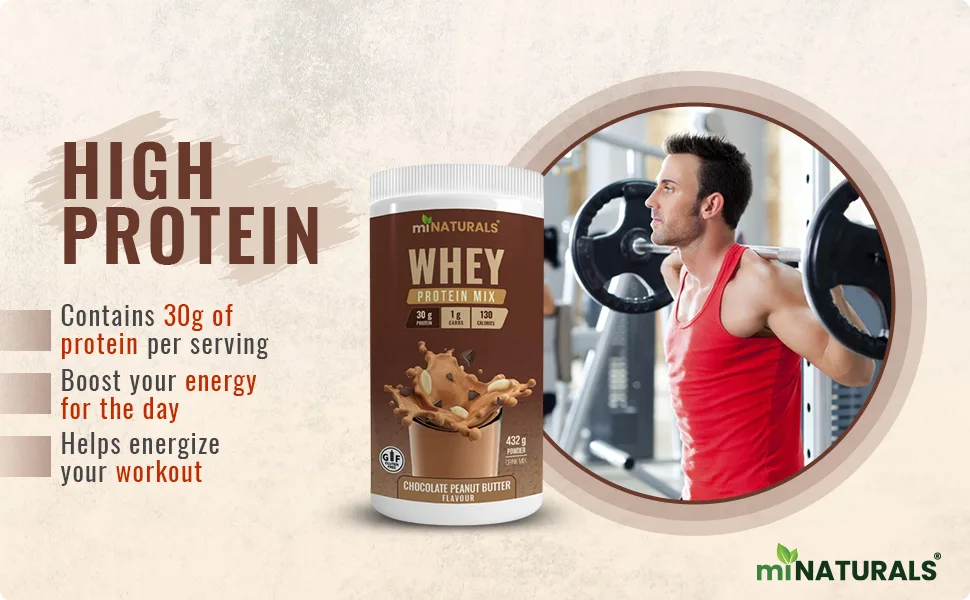 miNATURALS Whey Pure Isolate High Protein Drink Mix Powder For Shakes - 432g (Chocolate Peanut Butter) - whey, protein, drink mix, shake