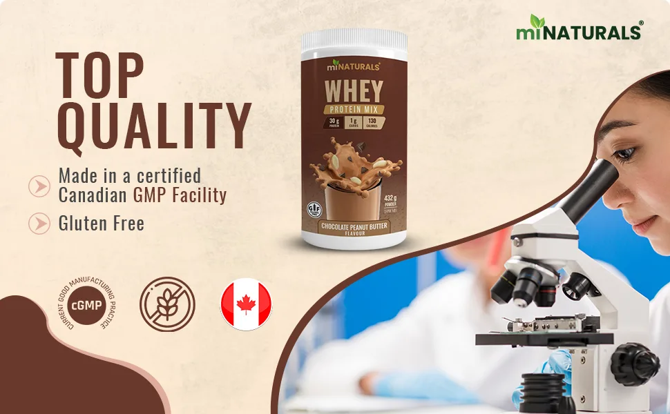 miNATURALS Whey Pure Isolate High Protein Drink Mix Powder For Shakes - 432g (Chocolate Peanut Butter) - whey, protein mix, drink mix