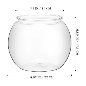 POPETPOP Plastic Fish Bowl Small Fish Tank Desktop Fish Tank Clear Round Fish Bowl 19.5X19.5X18CM Transparent - Fish Bowl