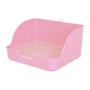 HAPINARY Box Rabbit Potty Bunny Litter Cat Litter Pan Hamster Toilet Corner Pet Litter Pan Plastic 28x23cm Pink - product information 1