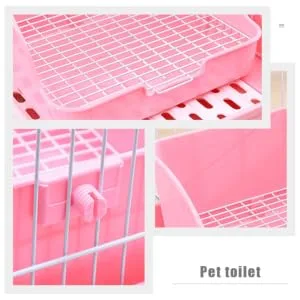 HAPINARY Box Rabbit Potty Bunny Litter Cat Litter Pan Hamster Toilet Corner Pet Litter Pan Plastic 28x23cm Pink - product information 2