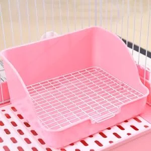 HAPINARY Box Rabbit Potty Bunny Litter Cat Litter Pan Hamster Toilet Corner Pet Litter Pan Plastic 28x23cm Pink - product information 4
