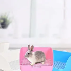 HAPINARY Box Rabbit Potty Bunny Litter Cat Litter Pan Hamster Toilet Corner Pet Litter Pan Plastic 28x23cm Pink - product information 6