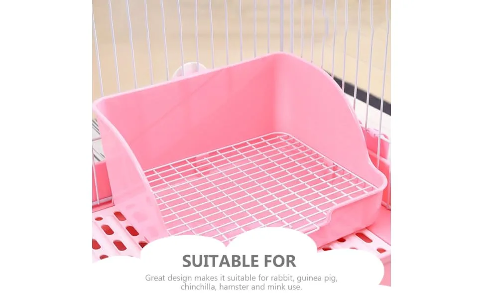 HAPINARY Box Rabbit Potty Bunny Litter Cat Litter Pan Hamster Toilet Corner Pet Litter Pan Plastic 28x23cm Pink - product information 7