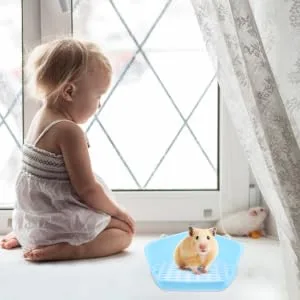 BESPORTBLE Box Rabbit Toilet Bunny Accessories Critter Bath Toilet Pan Tray Bunny Supplies Hamster Plastic Blue - product information 1