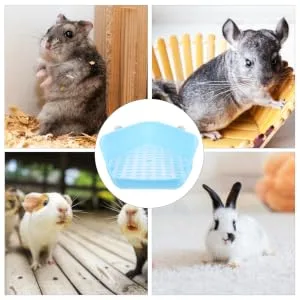 BESPORTBLE Box Rabbit Toilet Bunny Accessories Critter Bath Toilet Pan Tray Bunny Supplies Hamster Plastic Blue - product information 2