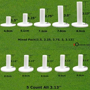 FINGER TEN Golf Rubber Tees Driving Range Value 5 Pack, Mixed Size or 5 Same Size for Practice Mat Mixed Pack(1.5, 2.25, 2.75, 3, 3.13) - finger ten golf rubber tee